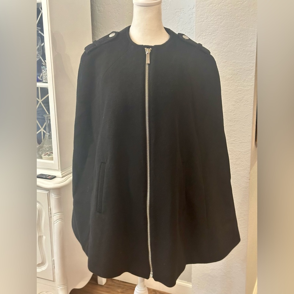 Michael Kors Black Wool Cape Coat size 2
